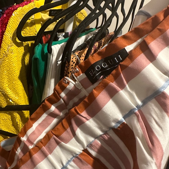 ELOQUII Striped A-Line Belted Midi Skirt - Picture 2 of 5